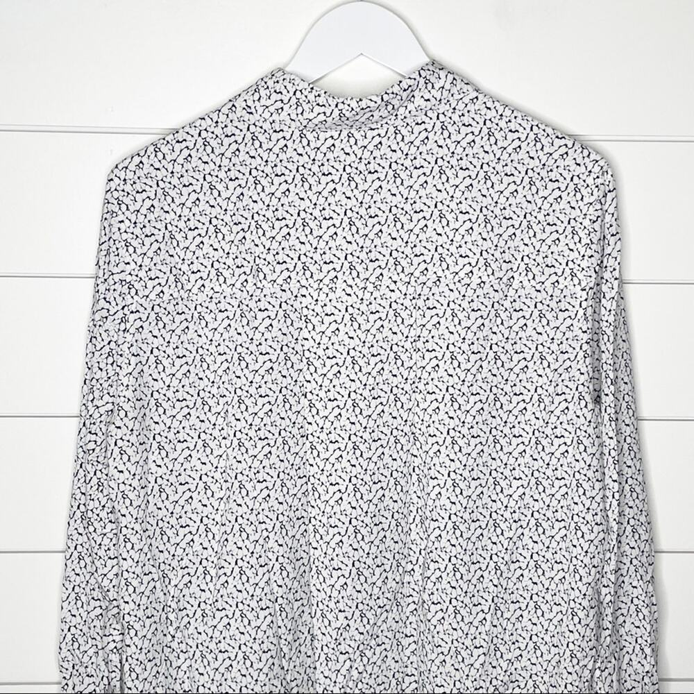 J Brand Printed Popover Collared Blouse Black White Size Large - Picture 7 of 9